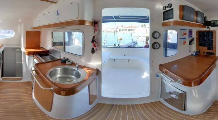 Galley of Ti Kay, a Nautitech 40 Open catamaran at Narganá, Panama