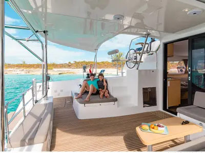 Cockpit of Mario Bros, a Lagoon 42 catamaran at Seget Donji, Croatia