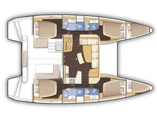 Floor plan of L42-19R, a Lagoon 42 catamaran at Municipal Unit of Rhodes, Greece