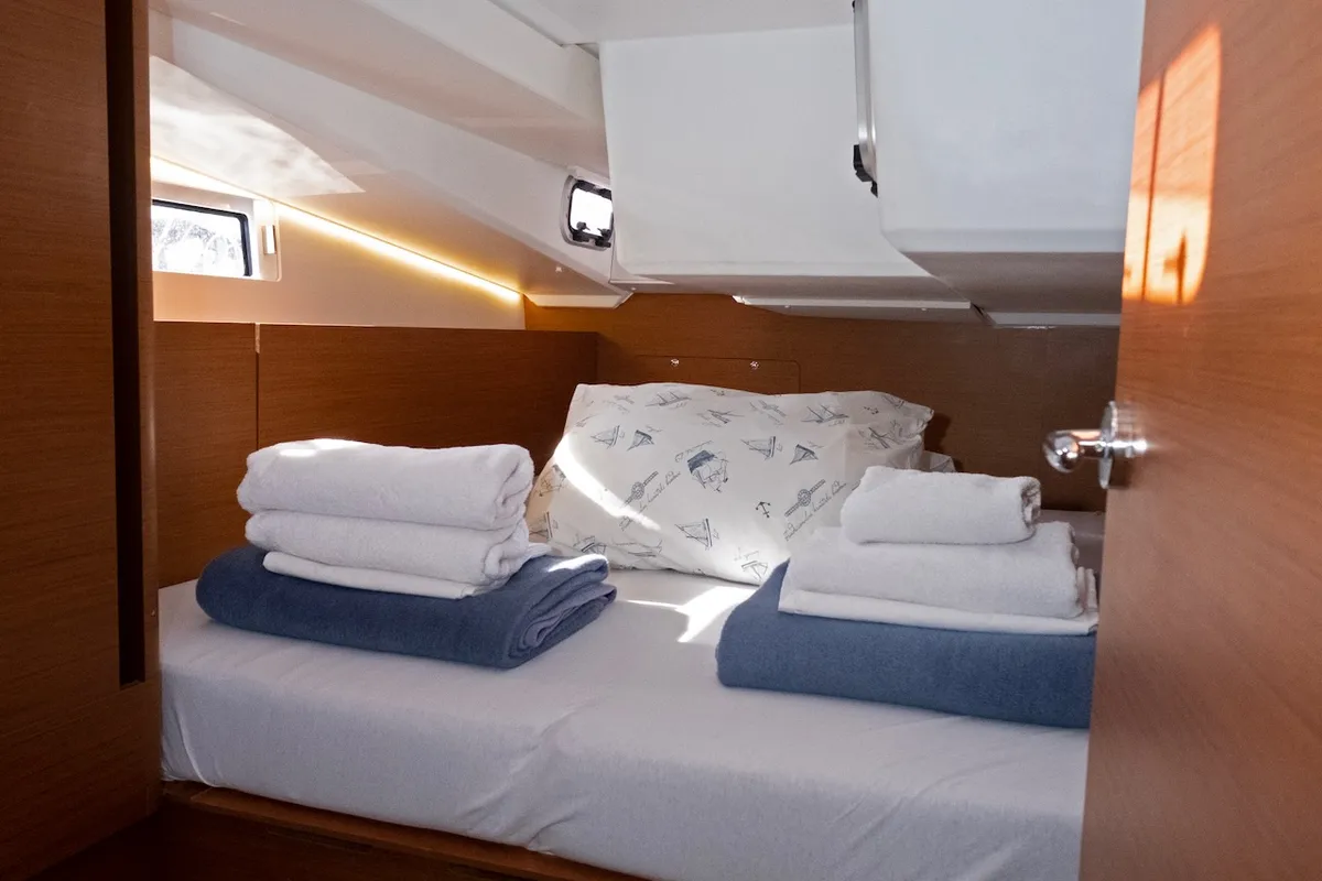 Salon of Mystic Kiss, a Jeanneau Sun Odyssey 490 sailboat at Split, Croatia