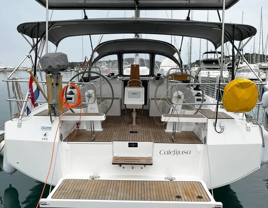 Cockpit of Calefijusa, a Bavaria C42 sailboat at Općina Vrsar, Croatia