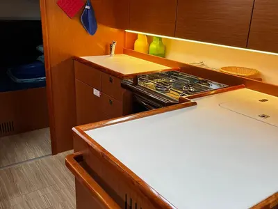 Galley of Calefijusa, a Bavaria C42 sailboat at Općina Vrsar, Croatia