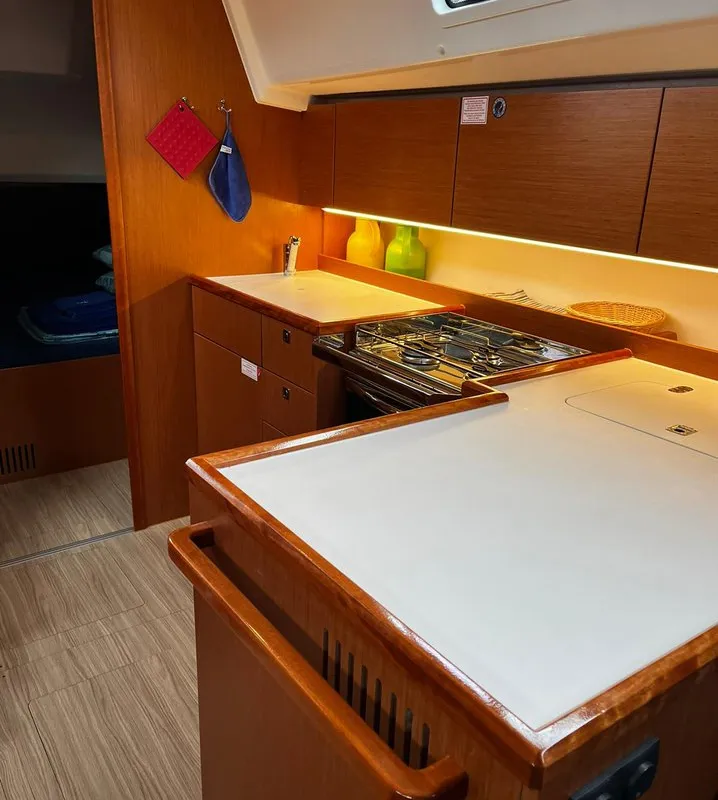 Galley of Calefijusa, a Bavaria C42 sailboat at Općina Vrsar, Croatia