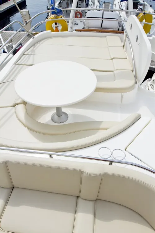 Deck of George's, a Prestige 46 Fly motorboat at Primošten, Croatia
