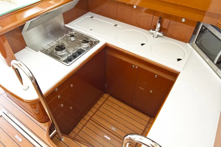 Galley of George's, a Prestige 46 Fly motorboat at Primošten, Croatia