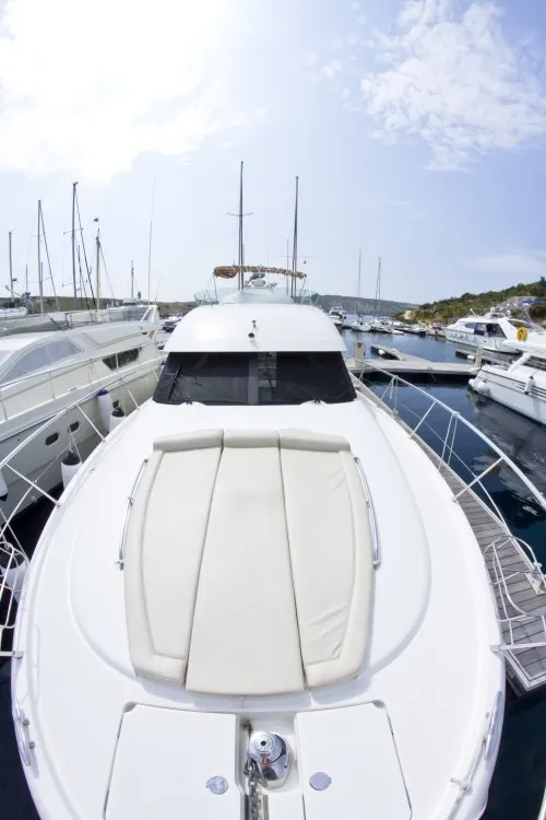 Deck of George's, a Prestige 46 Fly motorboat at Primošten, Croatia