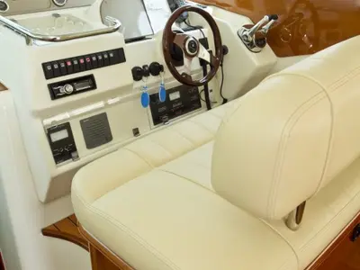 Cockpit of George's, a Prestige 46 Fly motorboat at Primošten, Croatia