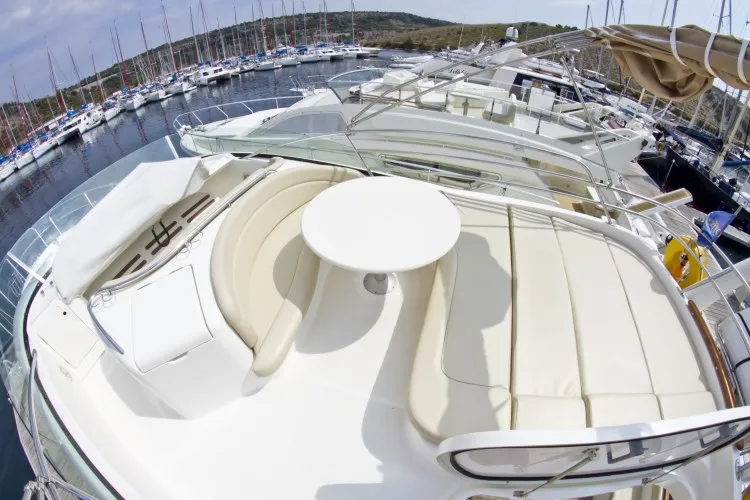 Deck of George's, a Prestige 46 Fly motorboat at Primošten, Croatia