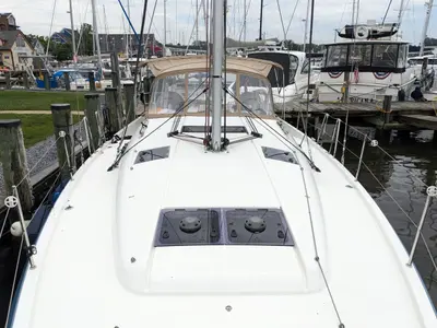 Deck of Summer Salt, a Jeanneau Sun Odyssey 440 sailboat at Chesapeake, United States
