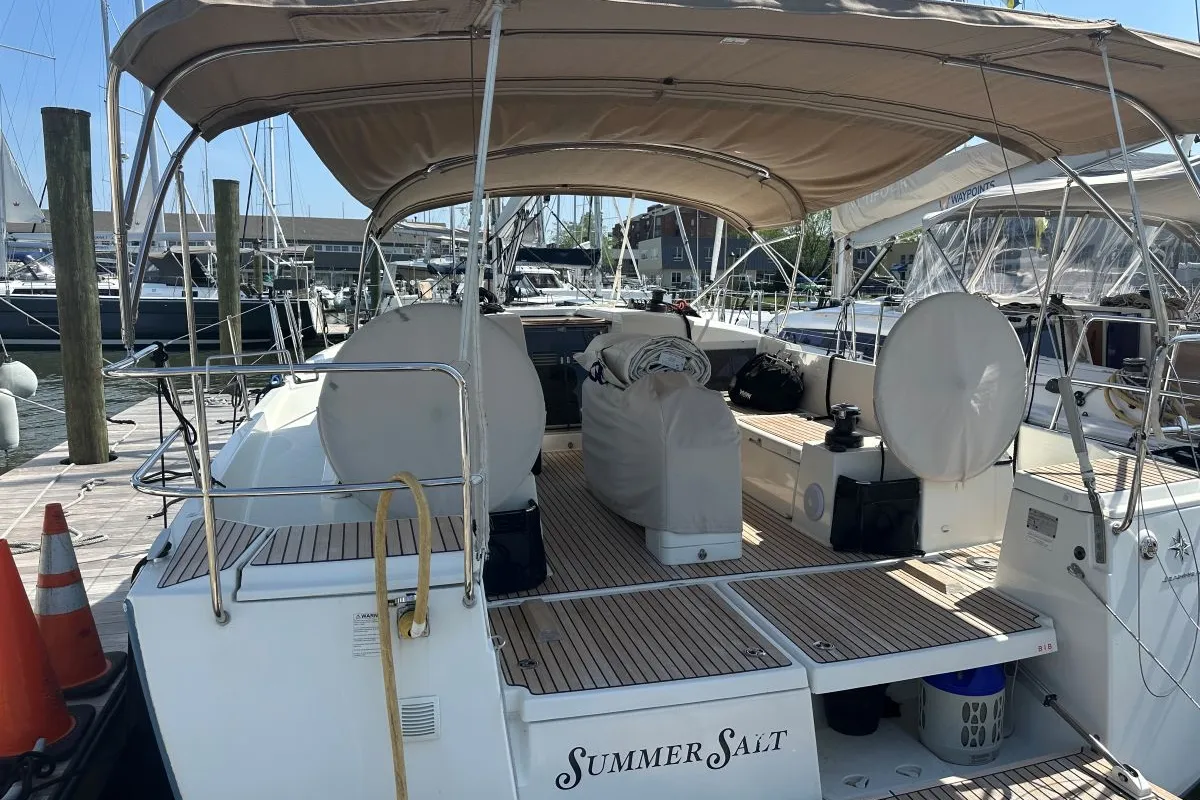 Cockpit of Summer Salt, a Jeanneau Sun Odyssey 440 sailboat at Chesapeake, United States