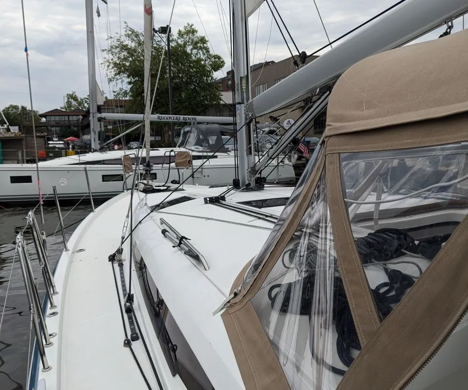 Deck of Summer Salt, a Jeanneau Sun Odyssey 440 sailboat at Chesapeake, United States