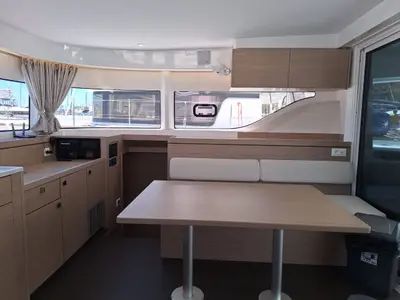 Galley of ALBA J, a Lagoon 43 catamaran at Palma de Mallorca, Spain