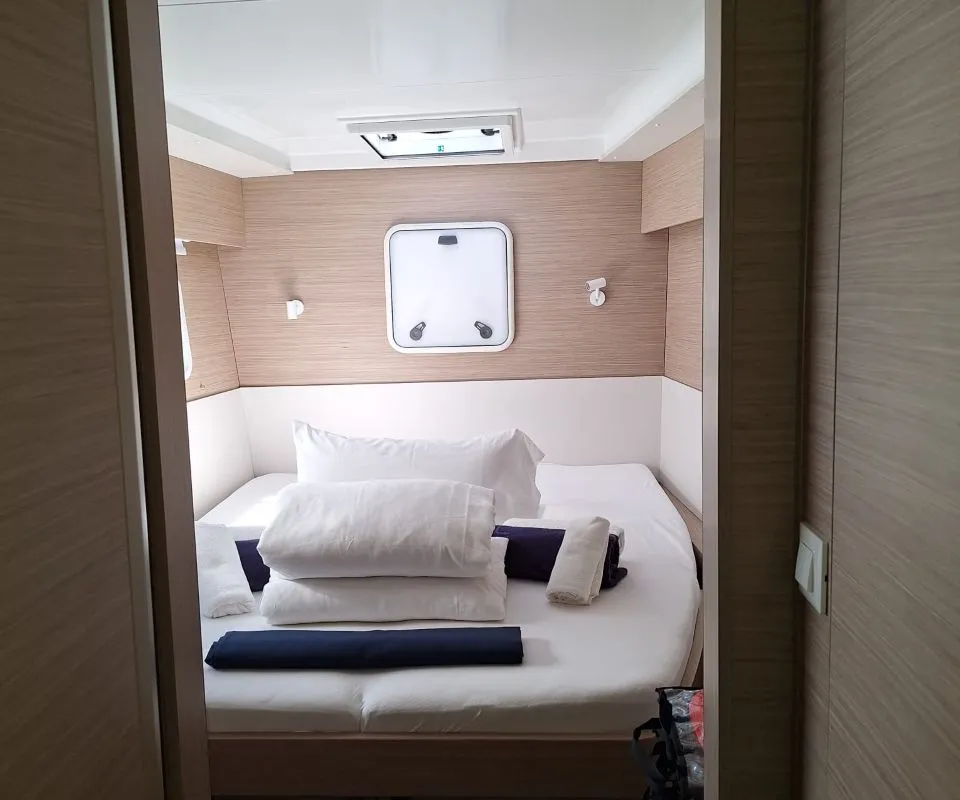 Cabin on ALBA J, a Lagoon 43 catamaran at Palma de Mallorca, Spain