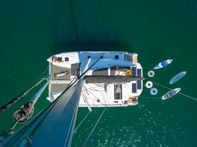 Exterior view of ALBA J, a Lagoon 43 - 4 + 2 cab. catamaran at Palma de Mallorca, Spain