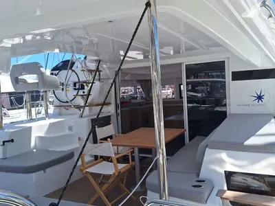 Cockpit of ALBA J, a Lagoon 43 catamaran at Seget Donji, Croatia