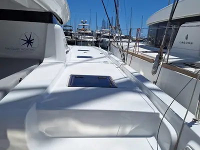 Deck of ALBA J, a Lagoon 43 catamaran at Seget Donji, Croatia