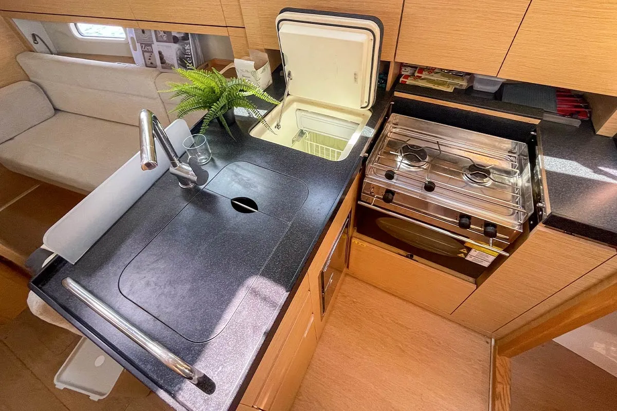 Galley of Pasyco, a Hanse 348 sailboat at Hyères, France