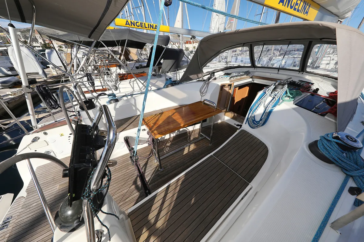Deck of Silver Arrow, a Bavaria Cruiser 40 S sailboat at Grad Biograd na Moru, Croatia