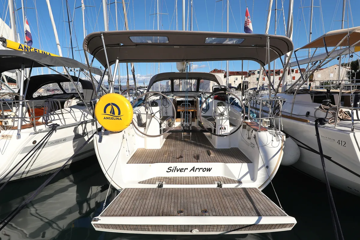 Exterior view of Silver Arrow, a Bavaria Cruiser 40 S sailboat at Grad Biograd na Moru, Croatia