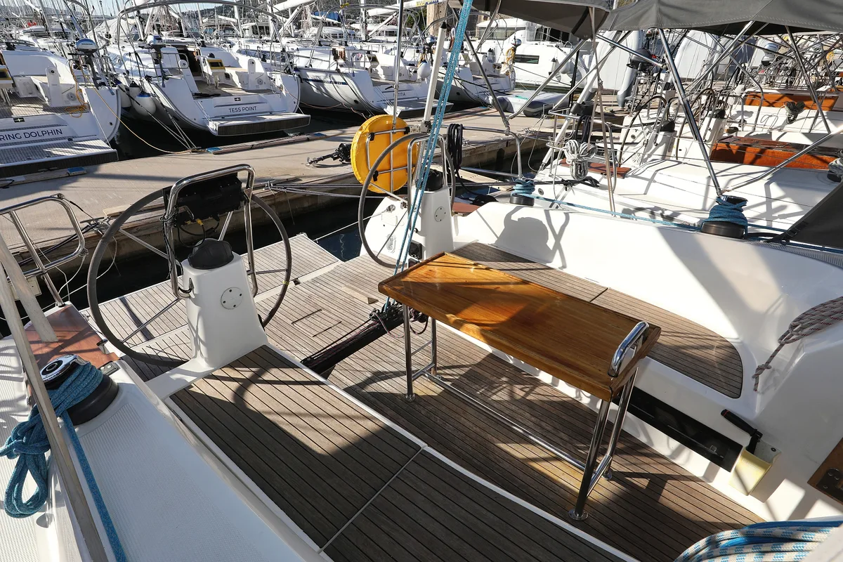 Deck of Silver Arrow, a Bavaria Cruiser 40 S sailboat at Grad Biograd na Moru, Croatia