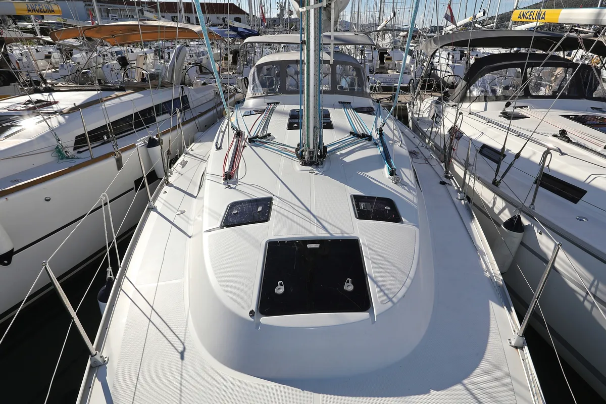 Exterior view of Silver Arrow, a Bavaria Cruiser 40 S sailboat at Grad Biograd na Moru, Croatia