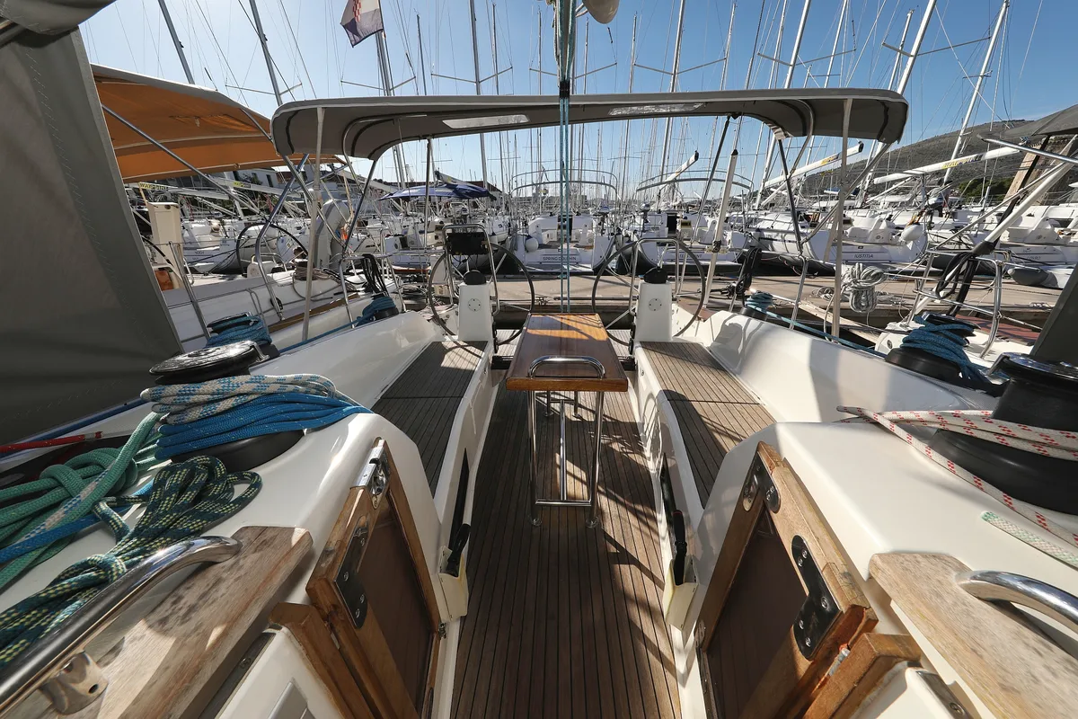 Deck of Silver Arrow, a Bavaria Cruiser 40 S sailboat at Grad Biograd na Moru, Croatia
