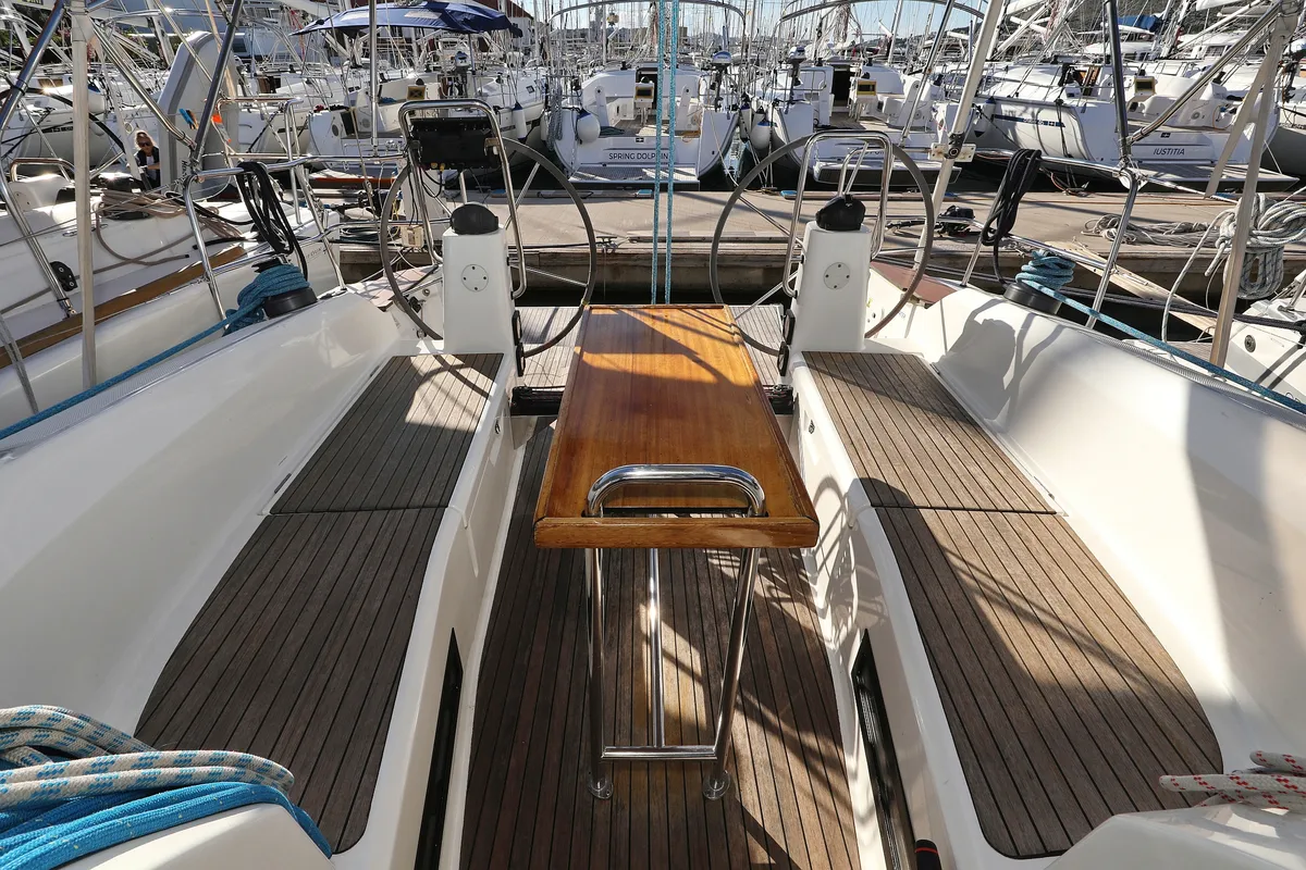 Deck of Silver Arrow, a Bavaria Cruiser 40 S sailboat at Grad Biograd na Moru, Croatia