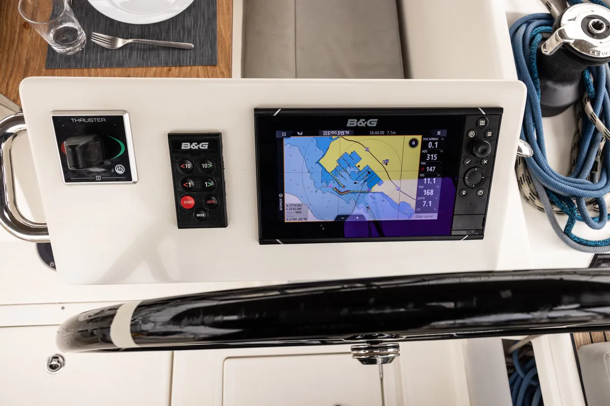 Cockpit of Silver I, a Bavaria C45 sailboat at Municipal Unit of Palairos, Greece