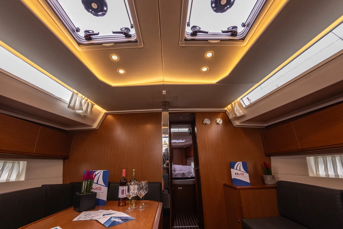 Salon of Silver I, a Bavaria C45 sailboat at Municipal Unit of Palairos, Greece