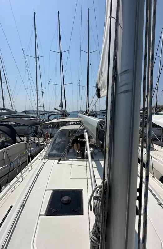 Deck of Silver I, a Bavaria C45 sailboat at Municipal Unit of Palairos, Greece