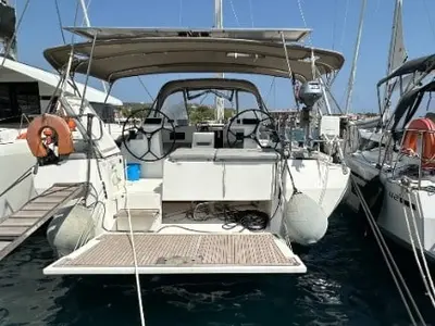 Cockpit of Silver I, a Bavaria C45 sailboat at Municipal Unit of Palairos, Greece