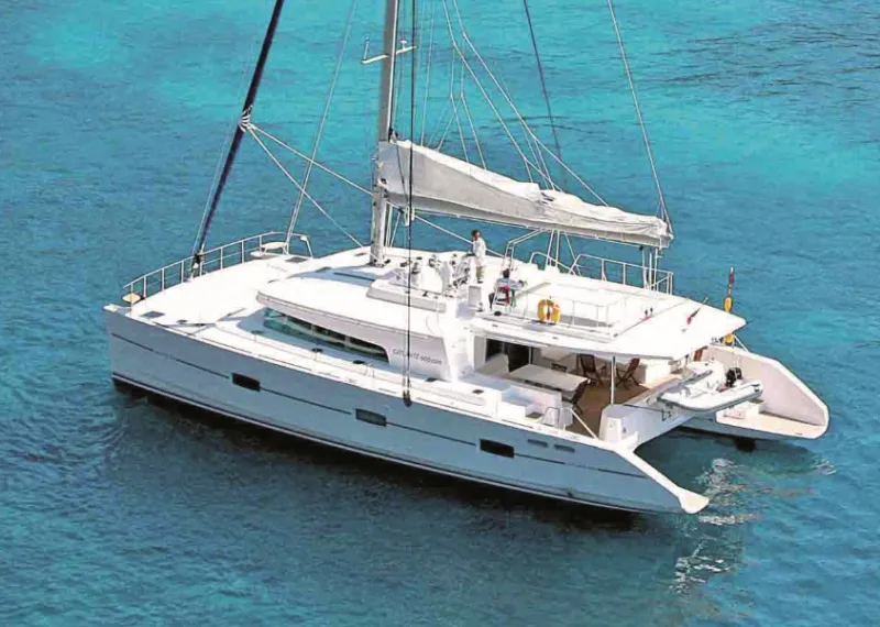 Exterior view of Bacchus, a Catlante 600 catamaran at Roche Caiman, Seychelles