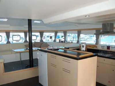 Salon of Bacchus, a Catlante 600 catamaran at Roche Caiman, Seychelles