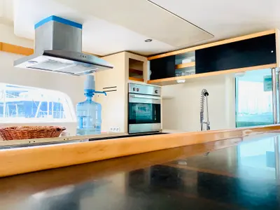 Galley of Bacchus, a Catlante 600 catamaran at Roche Caiman, Seychelles