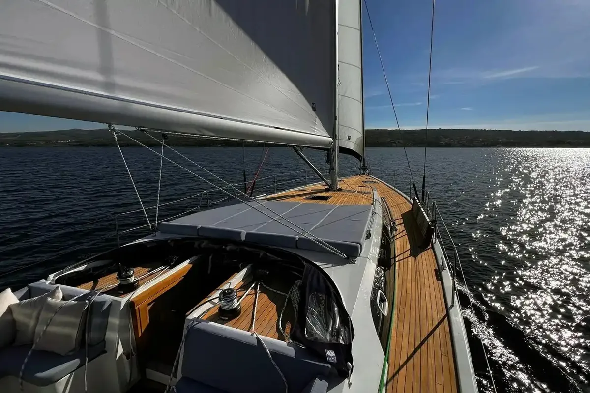 Deck of Marcus D&D Kufner 57, a D&D Kufner 57 sailboat at Trogir, Croatia