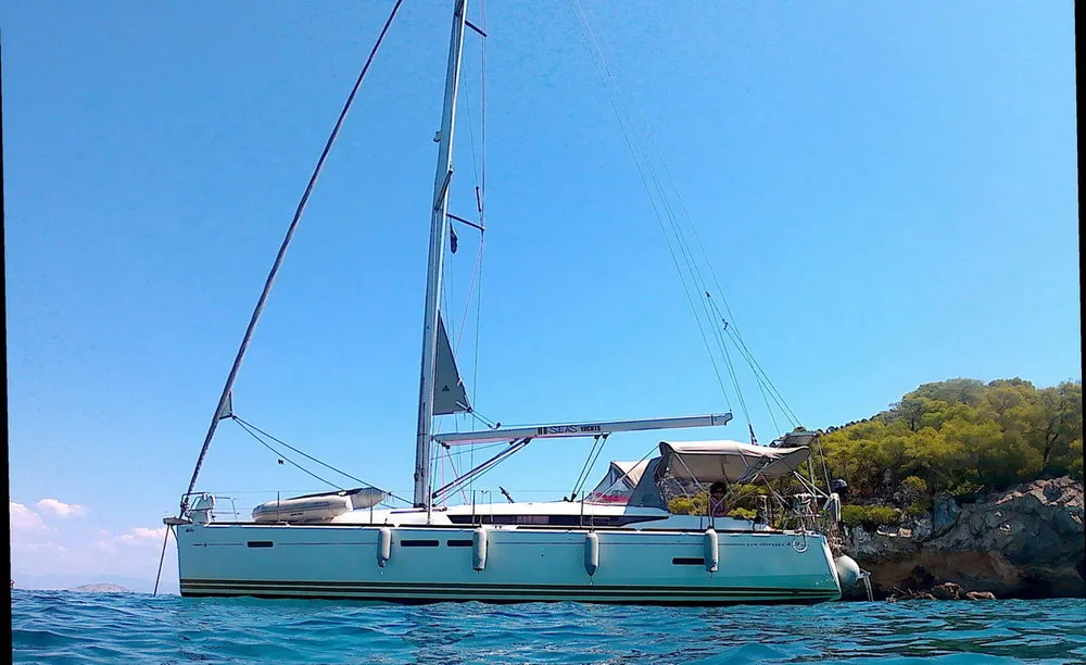 Exterior view of Aeriko, a Jeanneau Sun Odyssey 439 sailboat at Athens, Greece