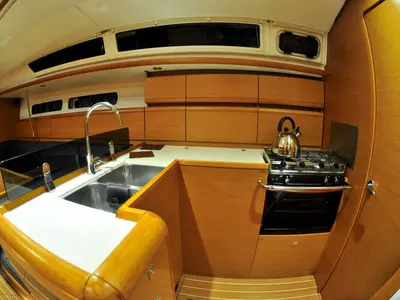 Galley of Aeriko, a Jeanneau Sun Odyssey 439 sailboat at Athens, Greece