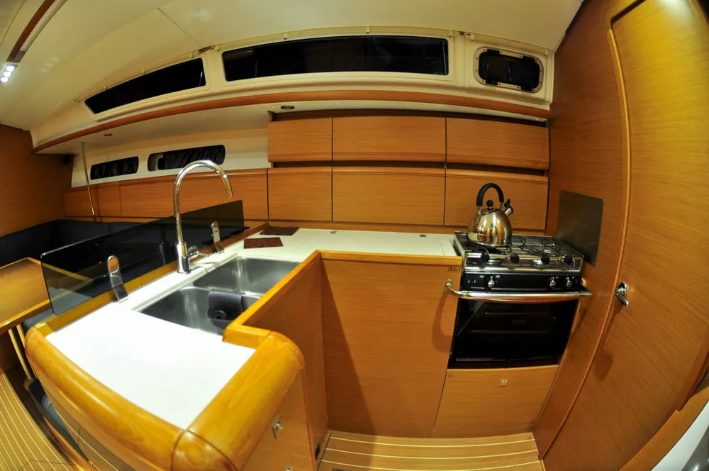 Galley of Aeriko, a Jeanneau Sun Odyssey 439 sailboat at Athens, Greece