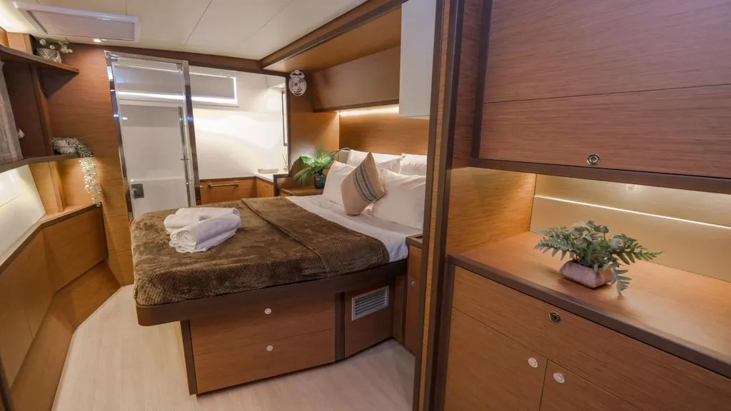 Cabin on Capella, a Lagoon 52 F catamaran at Fethiye, Turkey