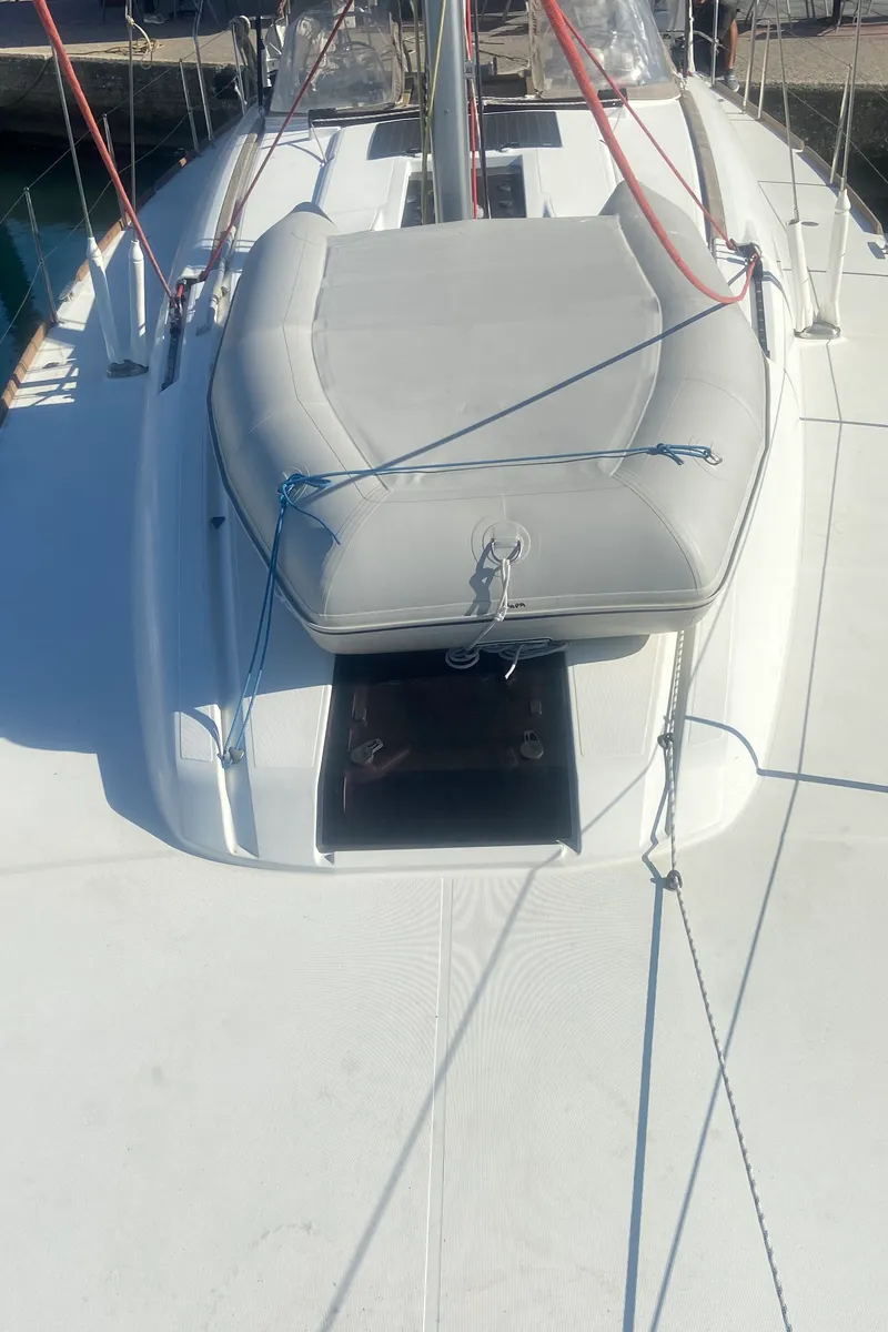 Exterior view of Triada, a Jeanneau Sun Odyssey 439 sailboat at Thessaloniki, Greece