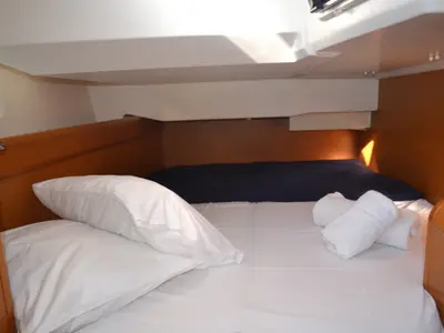 Cabin on Triada, a Jeanneau Sun Odyssey 439 sailboat at Thessaloniki, Greece