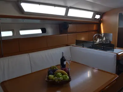 Salon of Triada, a Jeanneau Sun Odyssey 439 sailboat at Thessaloniki, Greece