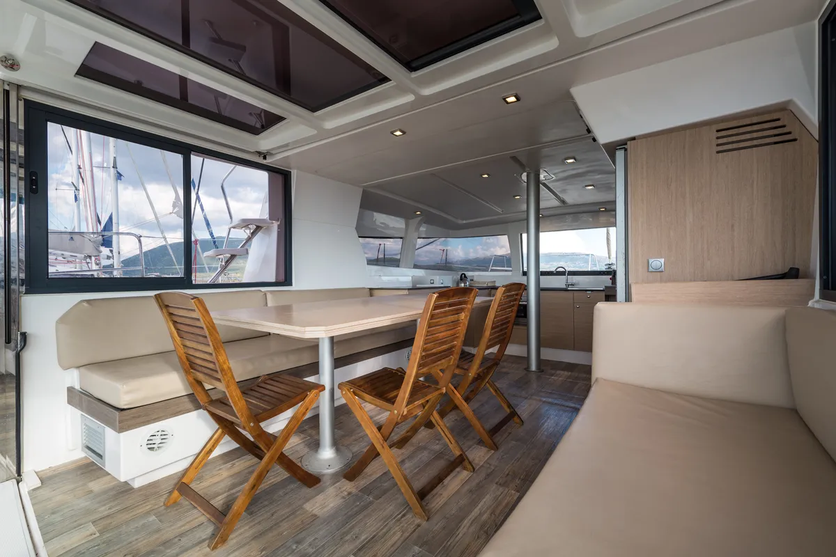 Salon of Vallejo, a Bali 4.0 catamaran at Municipal Unit of Lefkada, Greece