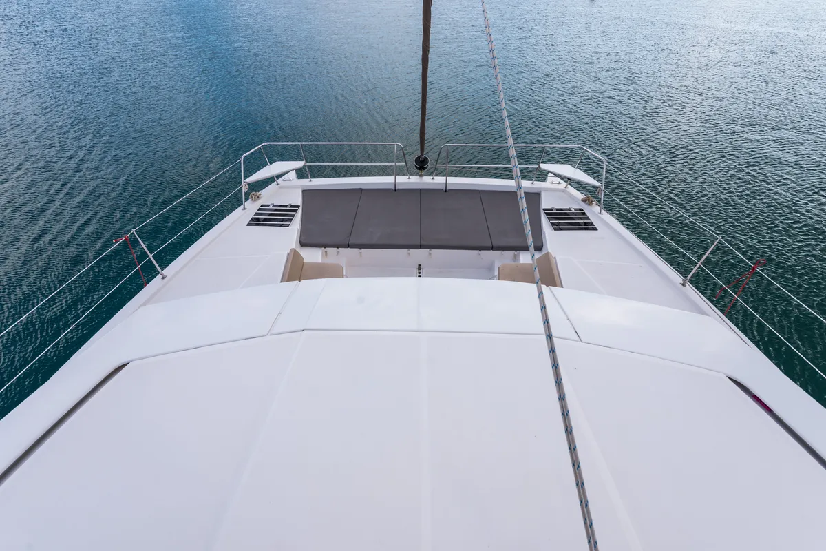 Deck of Vallejo, a Bali 4.0 catamaran at Municipal Unit of Lefkada, Greece