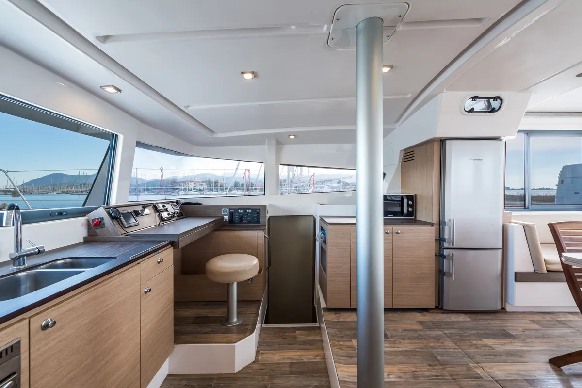 Galley of Vallejo, a Bali 4.0 catamaran at Municipal Unit of Lefkada, Greece