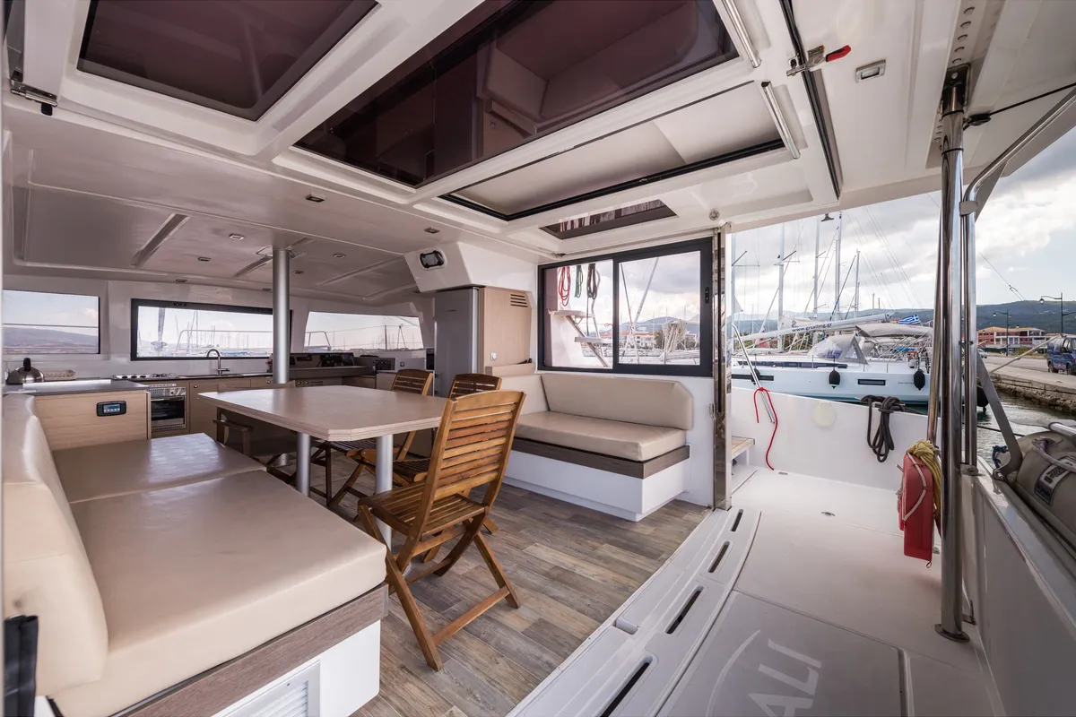 Salon of Vallejo, a Bali 4.0 catamaran at Municipal Unit of Lefkada, Greece