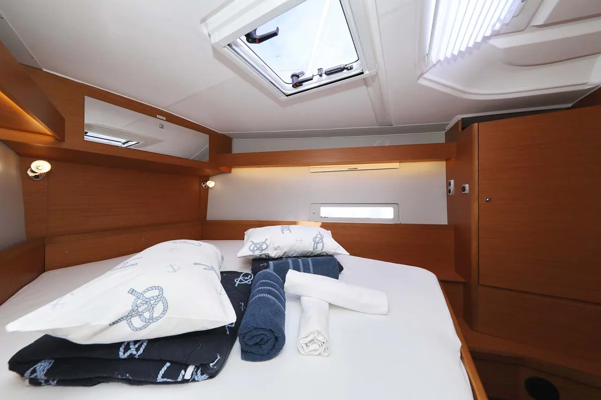 Cabin on Lucia 1, a Dufour 430 sailboat at Grad Trogir, Croatia