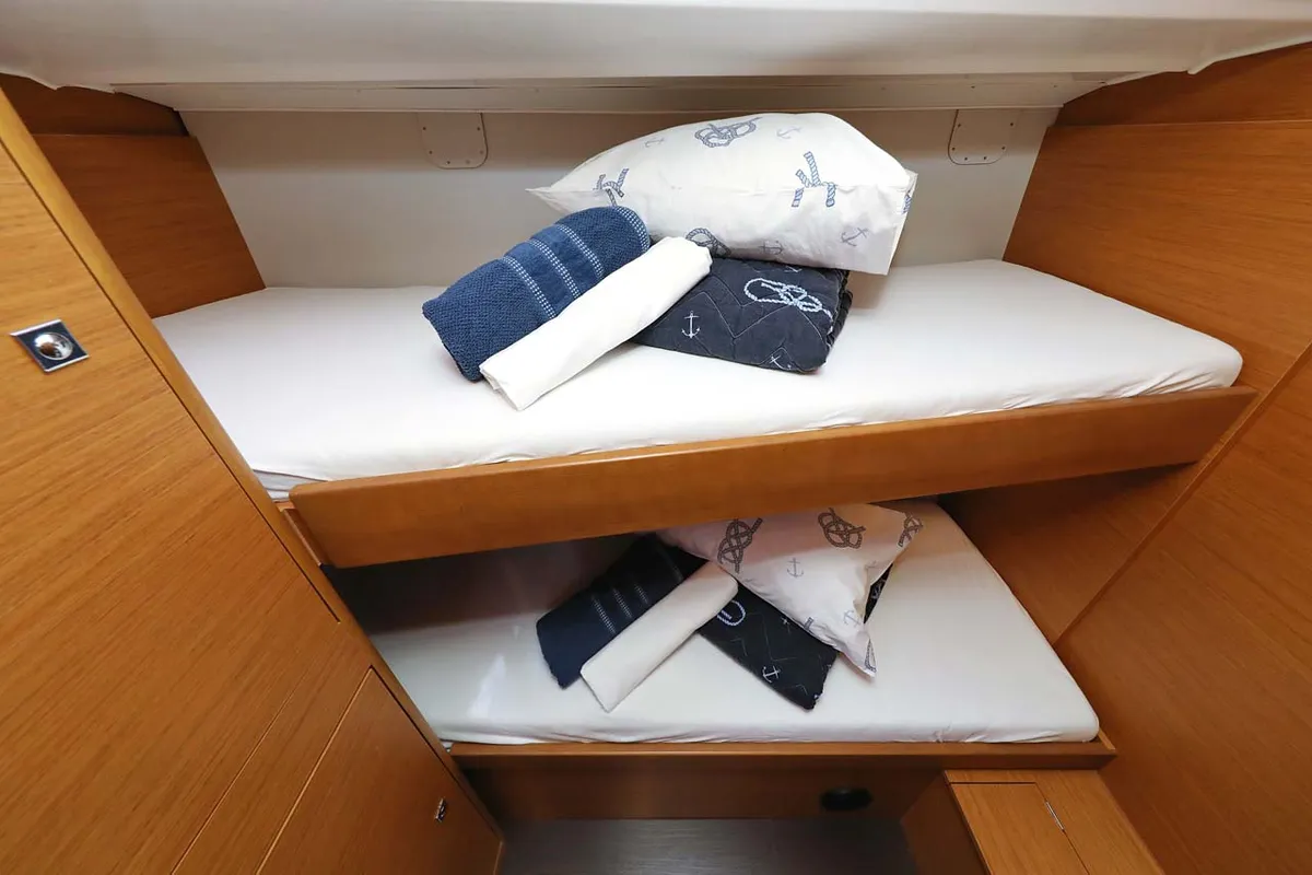 Cabin on Lucia 1, a Dufour 430 sailboat at Grad Trogir, Croatia