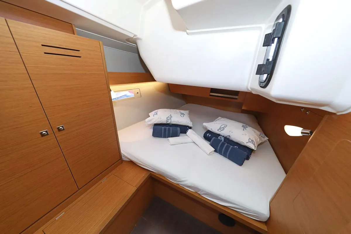Cabin on Lucia 1, a Dufour 430 sailboat at Grad Trogir, Croatia