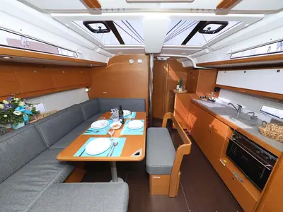 Salon of Lucia 1, a Dufour 430 sailboat at Grad Trogir, Croatia